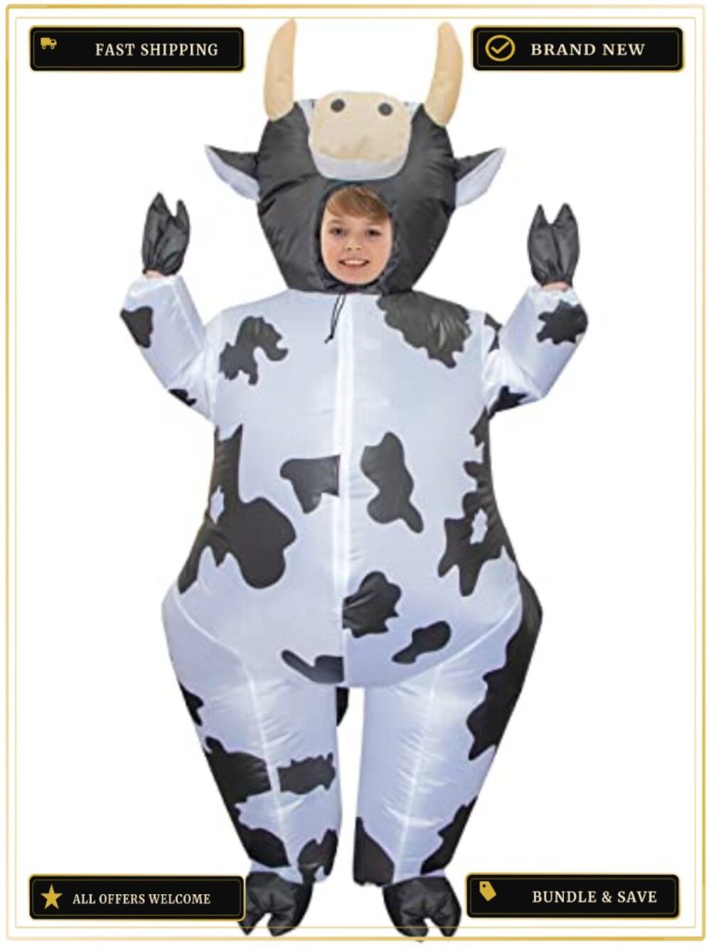 Kids Inflatable Cow Costume Polyester Halloween Blow Up Suit Boys Girls